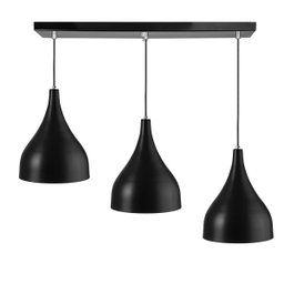 Lustre Pendente Gota Triplo Base Retangular Preto/Cobre - 2