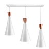 Lustre Pendente Funil Triplo Base Retangular Branco/Cobre - 2