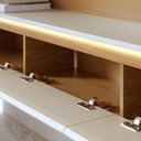 Ver imagem 4 de Painel para Tv até 65 Polegadas Tahiti 3 Portas com Led Off White Matte/ Freijó - Colibri