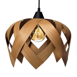 Luminária Pendente Madeira Natural Teto Sala Quarto Cozinha Lúpulo Médio Freijó