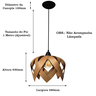 Luminária Pendente Madeira Natural Teto Sala Quarto Cozinha Lúpulo Médio Freijó - 2