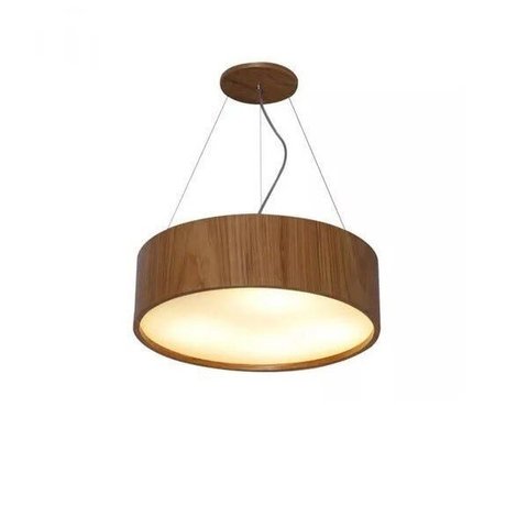 Lustre Pendente Redondo 80cm x 16cm em Madeira Imbuia
