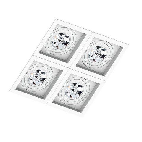 Spot Quadruplo Embutir Quadrado Recuado Branco para Ar111 Gu10