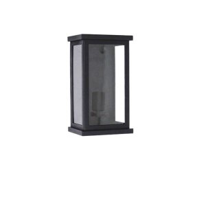 Arandela Externa Retangular 30cm Malaga Vidro Transparente Preta