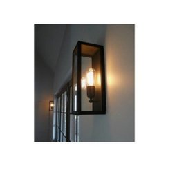 Arandela Externa Retangular 30cm Malaga Vidro Transparente Preta - 3