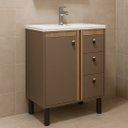 Ver imagem 2 de Gabinete de Banheiro 88cm 3 Gavetas Espelheira 1 Porta Cuba:havana/jequitiba