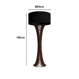 Luminária de Chão Abajur Piso 160cm Madeira Imbuia e Tecido Preto - 2