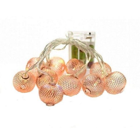 Cordão Luminoso Bola Rose Gold 10 Leds Pilha 3000K Taschibra