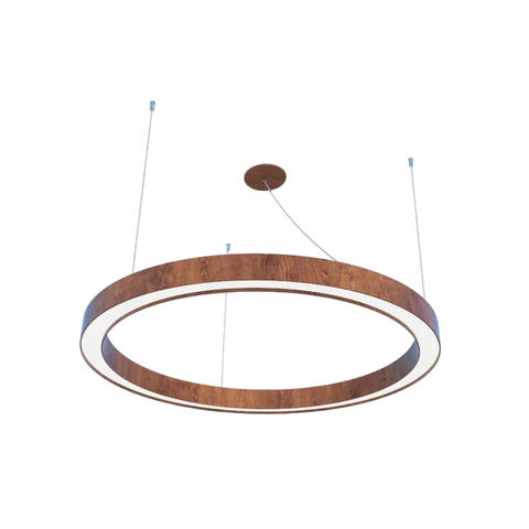 Pendente Anel 60cm Led 25w 2700k em Madeira Imbuia