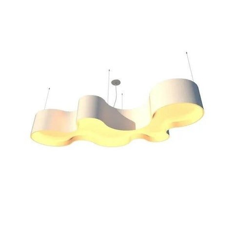 Lustre Pendente Semi Cilíndrico 145cm em Madeira Laca Branco