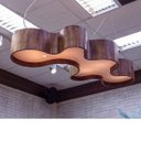 Ver imagem 3 de Lustre Pendente Semi Cilíndrico 145cm em Madeira Imbuia