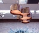 Ver imagem 2 de Lustre Pendente Semi Cilíndrico 145cm em Madeira Imbuia