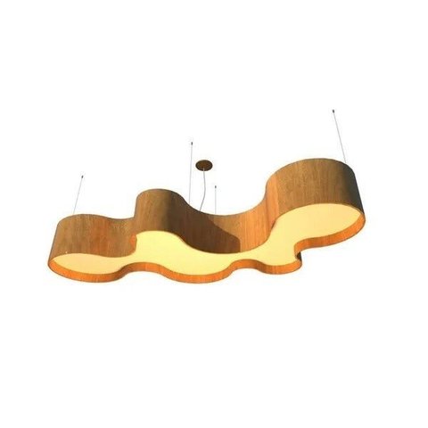 Lustre Pendente Semi Cilíndrico 145cm em Madeira Louro Freijó