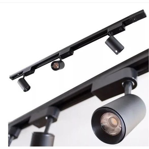 Trilho Eletrificado 3M + 3 Spot LED 10W 3000K Bivolt Preto