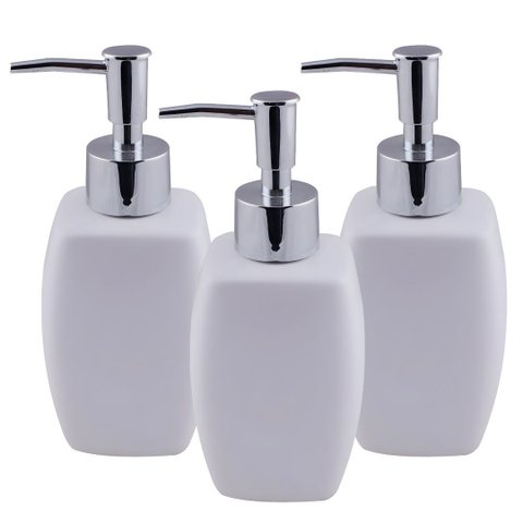 Kit 3 Porta Sabonete Líquido Porcelana Branco 250ml