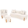Kit Decorativo Sofá Curvo Orgânico + 01 Puff e Poltrona Luna Boucle Branco - Montanaris Decor - 1