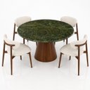 Ver imagem 3 de Mesa de Jantar Cone Redonda 120 cm Tampo Mármore Verde Vitória Régia Base Madeira Nogueira