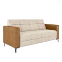 Ver imagem 1 de Sofá Living Decorativo Houston 2 Lugares 200cm Pés em Metal Linho/pu Bege/ Caramelo G33 - Gran Belo