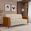 Ver imagem 2 de Sofá Living Decorativo Houston 2 Lugares 200cm Pés em Metal Linho/pu Bege/ Caramelo G33 - Gran Belo
