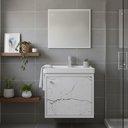 Ver imagem 1 de Kit Armário para Banheiro 40cm Mdf com Cuba + Espelheira - Veneto Branco