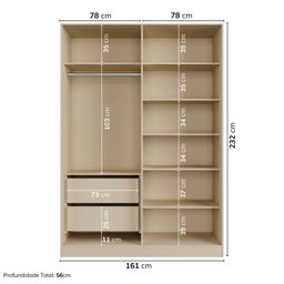 Guarda-roupa 4 Portas Reflecta com Led 100% Mdf Orion Cabecasa Madeiramadeira - 3