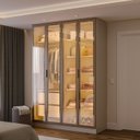 Ver imagem 1 de Guarda-Roupa Planejado 4 Portas Reflecta com LED 100% MDF Orion CabeCasa MadeiraOriginals Bege/Aveia