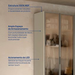 Guarda-roupa 4 Portas Reflecta com Led 100% Mdf Orion Cabecasa Madeiramadeira - 5