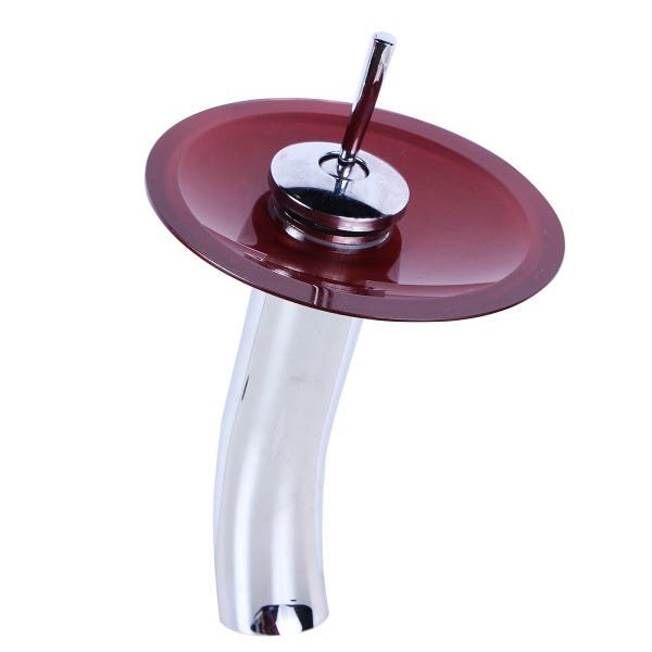 Cuba de Apoio 30cm Vinho + Torneira Cascata + Válvula para Banheiro - 3