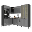 Ver imagem 2 de Cozinha Completa Firenze 16 Portas 2 Gavetas com Vidro 6171.170 Chumbo/titânio - Indékes