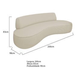 Sofá Curvo 200cm 3 Lugares e 1 Poltrona Amsterdã Bouclé - 3