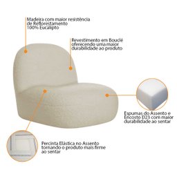 Sofá Curvo 200cm 3 Lugares e 1 Poltrona Amsterdã Bouclé - 9
