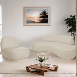 Sofá Curvo 200cm 3 Lugares e 1 Poltrona Amsterdã Bouclé - 2