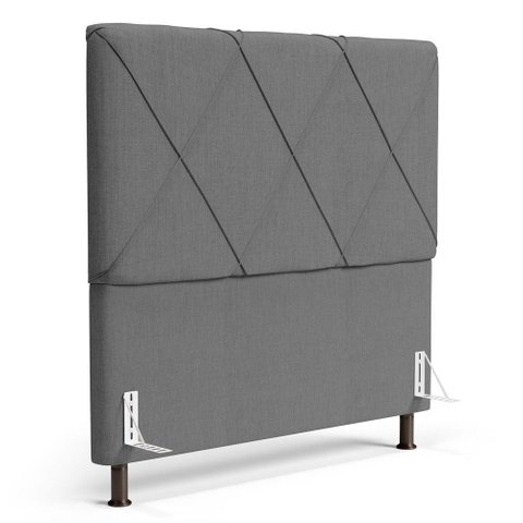Cabeceira Cama Box Casal Queen Size Mel 160cm com Frame Linho Cinza - Desk Design