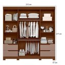 Ver imagem 5 de Guarda Roupa Solteiro com Cômoda Vivacce 4 Portas de Bater 4 Gavetas MDP Nogueira Capuccino