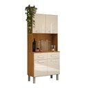 Ver imagem 4 de Kit Armário de Cozinha Compacta Serena 2 Gavetas 4 Portas com Pés Cinamomo Off White Madetec