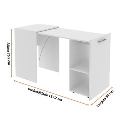 Mesa Articulável Retrátil para Escritório e Home Office com 2 Nichos Me4170 Tecnomobili Branco - 3