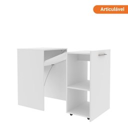 Mesa Articulável Retrátil para Escritório e Home Office com 2 Nichos Me4170 Tecnomobili Branco - 4