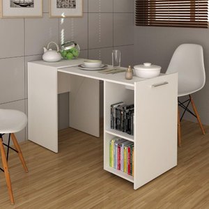 Mesa Articulável Retrátil para Escritório e Home Office com 2 Nichos Me4170 Tecnomobili Branco