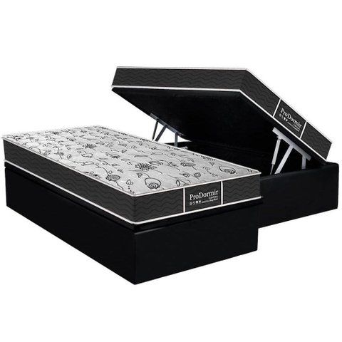 Cama Box Baú Crc Solteiro +Colchão Molas Bonnel Sleep Probel 88x188