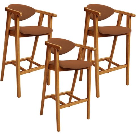 Kit 03 Banquetas Alta Cozinha Bancada Bar Sala de Jantar Fixa Cecília L02 Bouclê Terracota - Lyam De