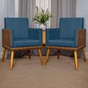 Ver imagem 7 de Kit 10 Poltrona para Recepção Lis Corino e Suede Cores - Azul-marinho, Suede/corino