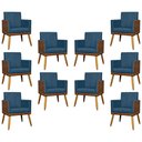 Ver imagem 1 de Kit 10 Poltrona para Recepção Lis Corino e Suede Cores - Azul-marinho, Suede/corino