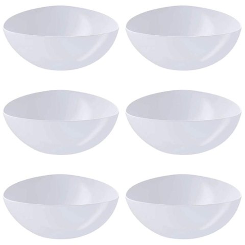 Kit 6 Saladeiras Triangulares 2,5l Tigela de Plástico Branca Essential Coza Bacia Pipoca
