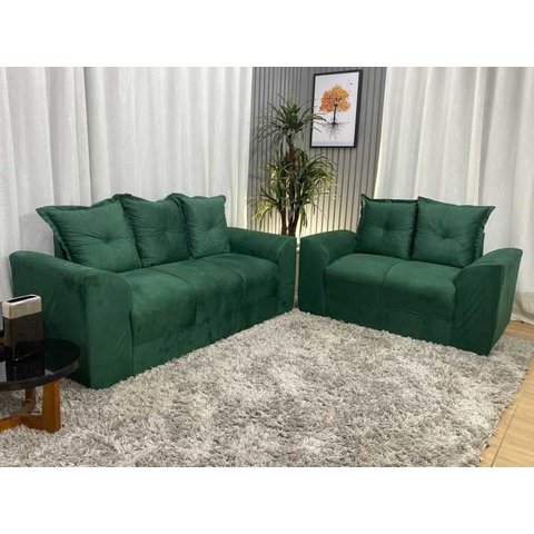 Sofá de 2 e 3 Lugares Porto Tecido Suede:verde