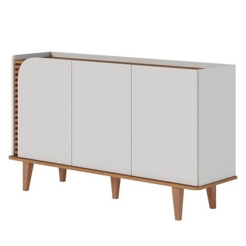 Buffet Aparador Jurere 3 Portas Off White Matte/Freijo - Colibri