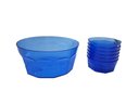 Ver imagem 1 de Conjunto de Sobremesa Oitavado Tigela Saladeira Potes Cozinha 7 Peças Azul Transparente
