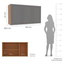Ver imagem 3 de Armário Aéreo 3 Portas 120 cm Pérola Yescasa Cinza/Freijó