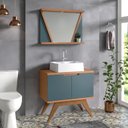 Ver imagem 1 de Conjunto de Banheiro Berton Onix 0,80cm Cinamomo/azul Petróleo Liso