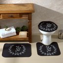 Ver imagem 1 de Tapete Jogo de Banheiro Preto Antiderrapante Kit 3 Peças Ramos Cinza
