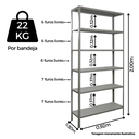 Ver imagem 3 de Estante de Aço 30cm - 6 Prateleiras Cinza 22kg por Prateleira
